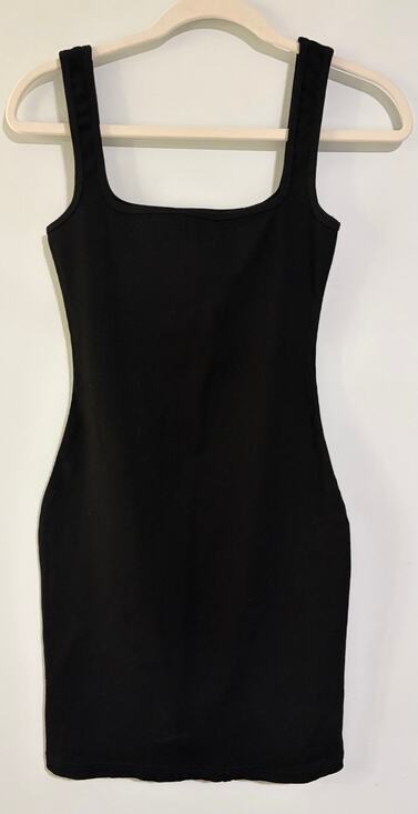 Meshki Dresses & Skirts - MESHKI Black Ribbed Bodycon Mini Dress Women's Small Square Neck